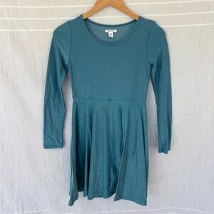 Girls blue long sleeve skater dress light sparkle